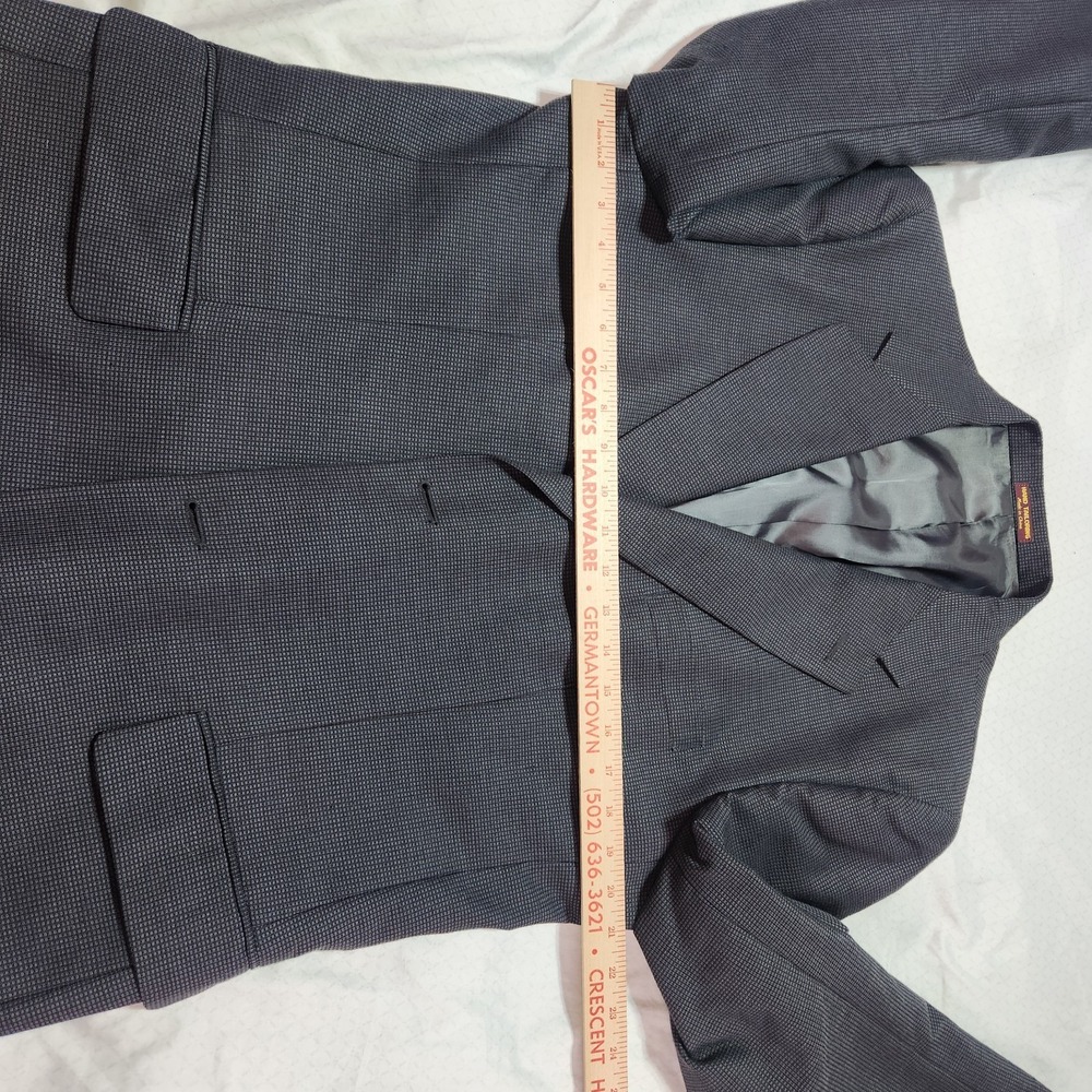 KENNETH MORTON Mens Size 42L Black Gray Sport Coat Suit Jacket Blazer Checkered - Picture 8 of 13